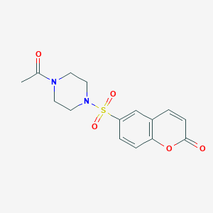 molecular formula C15H16N2O5S B254386 1-Acetyl-4-[(2-oxochromen-6-yl)sulfonyl]piperazine 