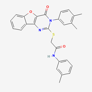 2-[[3-(3,4-dimethylphenyl)-4-oxo-[1]benzofuro[3,2-d]pyrimidin-2-yl]sulfanyl]-N-(3-methylphenyl)acetamide