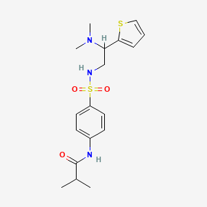 molecular formula C18H25N3O3S2 B2543867 N-(4-(N-(2-(dimethylamino)-2-(thiophen-2-yl)ethyl)sulfamoyl)phenyl)isobutyramide CAS No. 1210836-69-3