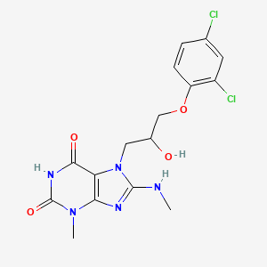molecular formula C16H17Cl2N5O4 B2543870 7-(3-(2,4-dichlorophenoxy)-2-hydroxypropyl)-3-methyl-8-(methylamino)-1H-purine-2,6(3H,7H)-dione CAS No. 322409-27-8