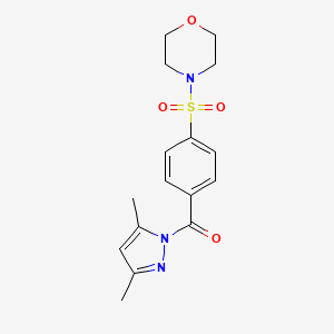 molecular formula C16H19N3O4S B2543873 (3,5-dimethyl-1H-pyrazol-1-yl)(4-(morpholinosulfonyl)phenyl)methanone CAS No. 484049-12-9