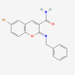 (2Z)-2-(benzylimino)-6-bromo-2H-chromene-3-carboxamide