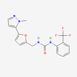 molecular formula C17H15F3N4O2 B2543875 3-{[5-(1-methyl-1H-pyrazol-5-yl)furan-2-yl]methyl}-1-[2-(trifluoromethyl)phenyl]urea CAS No. 2415492-25-8