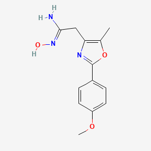 molecular formula C13H15N3O3 B2543887 (1Z)-N'-hydroxy-2-[2-(4-methoxyphenyl)-5-methyl-1,3-oxazol-4-yl]ethanimidamide CAS No. 1261027-49-9