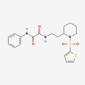 molecular formula C19H23N3O4S2 B2543890 N'-phenyl-N-{2-[1-(thiophene-2-sulfonyl)piperidin-2-yl]ethyl}ethanediamide CAS No. 898368-90-6