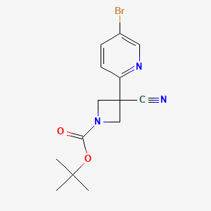 molecular formula C14H16BrN3O2 B2543895 Tert-butyl 3-(5-bromopyridin-2-yl)-3-cyanoazetidine-1-carboxylate CAS No. 2057405-76-0