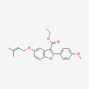 B2543900 Ethyl 2-(4-methoxyphenyl)-5-[(3-methylbut-2-en-1-yl)oxy]-1-benzofuran-3-carboxylate CAS No. 384365-31-5