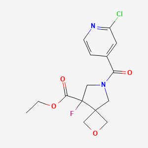 molecular formula C15H16ClFN2O4 B2543902 Ethyl 6-(2-chloropyridine-4-carbonyl)-8-fluoro-2-oxa-6-azaspiro[3.4]octane-8-carboxylate CAS No. 2094714-14-2