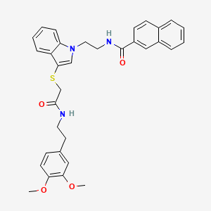 molecular formula C33H33N3O4S B2543908 N-(2-{3-[({[2-(3,4-dimethoxyphenyl)ethyl]carbamoyl}methyl)sulfanyl]-1H-indol-1-yl}ethyl)naphthalene-2-carboxamide CAS No. 533865-60-0