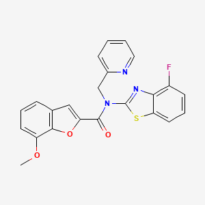 molecular formula C23H16FN3O3S B2543962 N-(4-fluorobenzo[d]thiazol-2-yl)-7-methoxy-N-(pyridin-2-ylmethyl)benzofuran-2-carboxamide CAS No. 921532-86-7