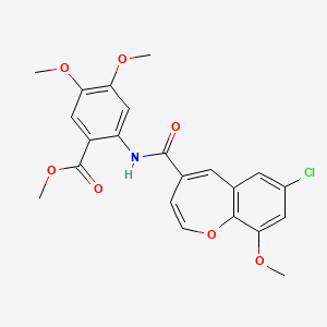 molecular formula C22H20ClNO7 B2543972 METHYL 2-(7-CHLORO-9-METHOXY-1-BENZOXEPINE-4-AMIDO)-4,5-DIMETHOXYBENZOATE CAS No. 950427-32-4