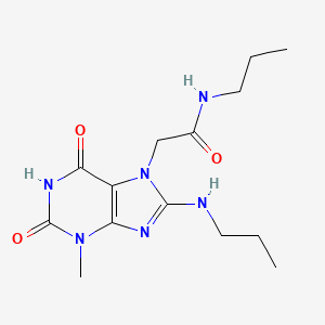 molecular formula C14H22N6O3 B2544028 2-(3-methyl-2,6-dioxo-8-(propylamino)-2,3-dihydro-1H-purin-7(6H)-yl)-N-propylacetamide CAS No. 1203365-40-5