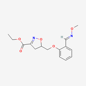molecular formula C15H18N2O5 B2544045 ethyl 5-({2-[(1E)-(methoxyimino)methyl]phenoxy}methyl)-4,5-dihydro-1,2-oxazole-3-carboxylate CAS No. 338954-21-5