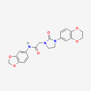 molecular formula C20H19N3O6 B2544059 N-(2H-1,3-BENZODIOXOL-5-YL)-2-[3-(2,3-DIHYDRO-1,4-BENZODIOXIN-6-YL)-2-OXOIMIDAZOLIDIN-1-YL]ACETAMIDE CAS No. 1323571-00-1