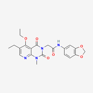 molecular formula C21H22N4O6 B2544085 N-(2H-1,3-benzodioxol-5-yl)-2-{5-ethoxy-6-ethyl-1-methyl-2,4-dioxo-1H,2H,3H,4H-pyrido[2,3-d]pyrimidin-3-yl}acetamide CAS No. 1005303-55-8