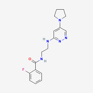 B2544099 2-fluoro-N-(2-((5-(pyrrolidin-1-yl)pyridazin-3-yl)amino)ethyl)benzamide CAS No. 1797292-31-9