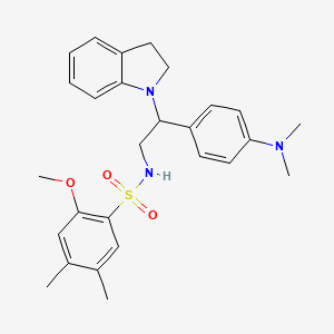molecular formula C27H33N3O3S B2544116 N-[2-(2,3-dihydro-1H-indol-1-yl)-2-[4-(dimethylamino)phenyl]ethyl]-2-methoxy-4,5-dimethylbenzene-1-sulfonamide CAS No. 946366-79-6