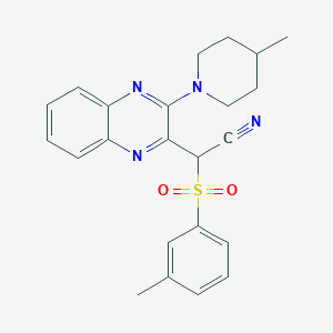 molecular formula C23H24N4O2S B2544117 2-(3-(4-Methylpiperidin-1-yl)quinoxalin-2-yl)-2-(m-tolylsulfonyl)acetonitrile CAS No. 848217-11-8