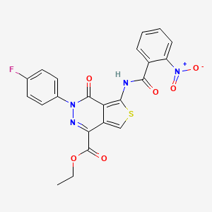 molecular formula C22H15FN4O6S B2544121 ethyl 3-(4-fluorophenyl)-5-(2-nitrobenzamido)-4-oxo-3H,4H-thieno[3,4-d]pyridazine-1-carboxylate CAS No. 851949-47-8