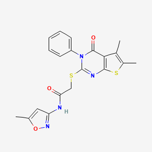 2-((5,6-dimethyl-4-oxo-3-phenyl-3,4-dihydrothieno[2,3-d]pyrimidin-2-yl)thio)-N-(5-methylisoxazol-3-yl)acetamide