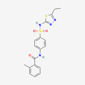 molecular formula C18H18N4O3S2 B2544179 N-{4-[(5-ETHYL-1,3,4-THIADIAZOL-2-YL)SULFAMOYL]PHENYL}-2-METHYLBENZAMIDE CAS No. 317854-16-3