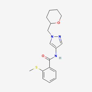 molecular formula C17H21N3O2S B2544184 2-(methylsulfanyl)-N-{1-[(oxan-2-yl)methyl]-1H-pyrazol-4-yl}benzamide CAS No. 2034228-52-7