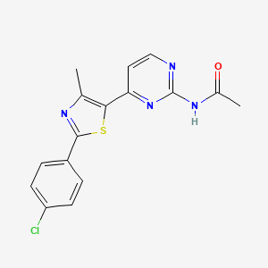 molecular formula C16H13ClN4OS B2544199 N-{4-[2-(4-chlorophenyl)-4-methyl-1,3-thiazol-5-yl]pyrimidin-2-yl}acetamide CAS No. 499795-81-2
