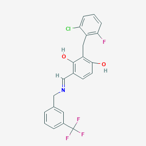 2-(2-Chloro-6-fluorobenzyl)-4-({[3-(trifluoromethyl)benzyl]imino}methyl)-1,3-benzenediol