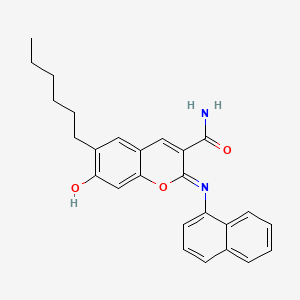 6-hexyl-7-hydroxy-2-(1-naphthylimino)-2H-chromene-3-carboxamide