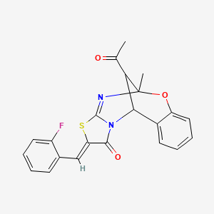 (Z)-13-acetyl-2-(2-fluorobenzylidene)-5-methyl-5,11-dihydro-5,11-methanobenzo[g]thiazolo[2,3-d][1,3,5]oxadiazocin-1(2H)-one