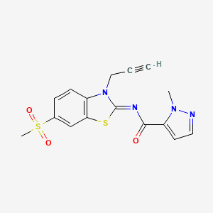 (E)-1-methyl-N-(6-(methylsulfonyl)-3-(prop-2-yn-1-yl)benzo[d]thiazol-2(3H)-ylidene)-1H-pyrazole-5-carboxamide