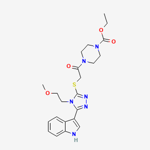 ethyl 4-({[5-(1H-indol-3-yl)-4-(2-methoxyethyl)-4H-1,2,4-triazol-3-yl]thio}acetyl)piperazine-1-carboxylate