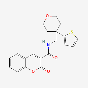 2-oxo-N-((4-(thiophen-2-yl)tetrahydro-2H-pyran-4-yl)methyl)-2H-chromene-3-carboxamide
