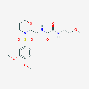 B2544292 N1-((3-((3,4-dimethoxyphenyl)sulfonyl)-1,3-oxazinan-2-yl)methyl)-N2-(2-methoxyethyl)oxalamide CAS No. 872976-25-5