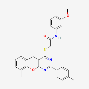 N-(3-methoxyphenyl)-2-((9-methyl-2-(p-tolyl)-5H-chromeno[2,3-d]pyrimidin-4-yl)thio)acetamide