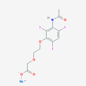 molecular formula C12H11I3NNaO5 B025443 2-(2-(3-Acetamido-2,4,6-triiodophenoxy)ethoxy)acetic acid sodium salt CAS No. 101651-76-7