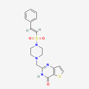 molecular formula C19H20N4O3S2 B2544312 2-[[4-[(E)-2-Phenylethenyl]sulfonylpiperazin-1-yl]methyl]-3H-thieno[3,2-d]pyrimidin-4-one CAS No. 925402-82-0