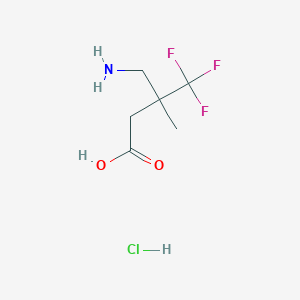 molecular formula C6H11ClF3NO2 B2544315 3-(Aminomethyl)-4,4,4-trifluoro-3-methylbutanoic acid;hydrochloride CAS No. 2416234-69-8