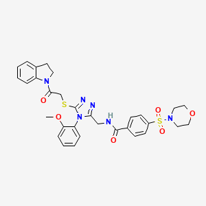 molecular formula C31H32N6O6S2 B2544322 N-((5-((2-(indolin-1-yl)-2-oxoethyl)thio)-4-(2-methoxyphenyl)-4H-1,2,4-triazol-3-yl)methyl)-4-(morpholinosulfonyl)benzamide CAS No. 309967-92-8