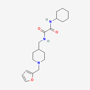 molecular formula C19H29N3O3 B2544333 N1-cyclohexyl-N2-((1-(furan-2-ylmethyl)piperidin-4-yl)methyl)oxalamide CAS No. 953229-92-0