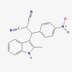 molecular formula C19H14N4O2 B2544340 2-((2-methyl-1H-indol-3-yl)(4-nitrophenyl)methyl)malononitrile CAS No. 305372-80-9