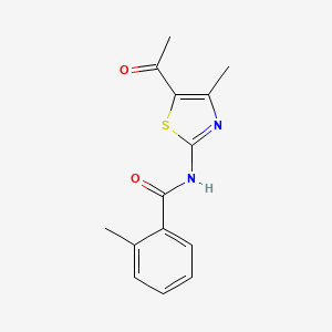 molecular formula C14H14N2O2S B2544341 N-(5-acetyl-4-methyl-1,3-thiazol-2-yl)-2-methylbenzamide CAS No. 303126-91-2
