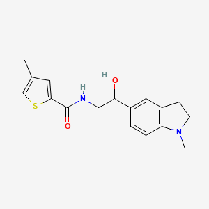 molecular formula C17H20N2O2S B2544345 N-(2-hydroxy-2-(1-methylindolin-5-yl)ethyl)-4-methylthiophene-2-carboxamide CAS No. 1705476-32-9