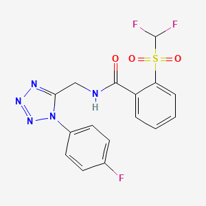 molecular formula C16H12F3N5O3S B2544349 2-((difluoromethyl)sulfonyl)-N-((1-(4-fluorophenyl)-1H-tetrazol-5-yl)methyl)benzamide CAS No. 941964-21-2
