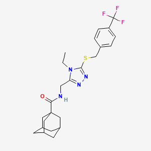 molecular formula C24H29F3N4OS B2544350 N-[[4-ethyl-5-[[4-(trifluoromethyl)phenyl]methylsulfanyl]-1,2,4-triazol-3-yl]methyl]adamantane-1-carboxamide CAS No. 477304-59-9