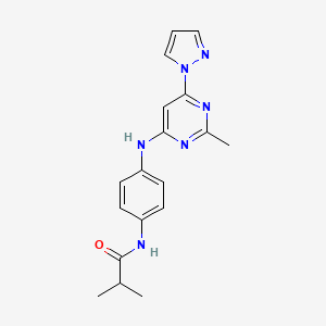 molecular formula C18H20N6O B2544355 2-methyl-N-(4-{[2-methyl-6-(1H-pyrazol-1-yl)pyrimidin-4-yl]amino}phenyl)propanamide CAS No. 1171936-21-2