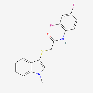 molecular formula C17H14F2N2OS B2544359 N-(2,4-difluorophenyl)-2-(1-methylindol-3-yl)sulfanylacetamide CAS No. 851411-83-1