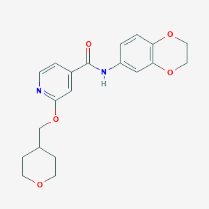 molecular formula C20H22N2O5 B2544361 N-(2,3-dihydrobenzo[b][1,4]dioxin-6-yl)-2-((tetrahydro-2H-pyran-4-yl)methoxy)isonicotinamide CAS No. 2034443-46-2
