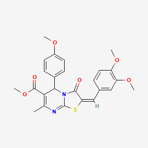 (E)-methyl 2-(3,4-dimethoxybenzylidene)-5-(4-methoxyphenyl)-7-methyl-3-oxo-3,5-dihydro-2H-thiazolo[3,2-a]pyrimidine-6-carboxylate