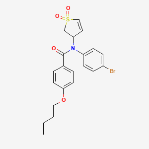 molecular formula C21H22BrNO4S B2544367 N-(4-bromophenyl)-4-butoxy-N-(1,1-dioxo-2,3-dihydro-1lambda6-thiophen-3-yl)benzamide CAS No. 852439-89-5